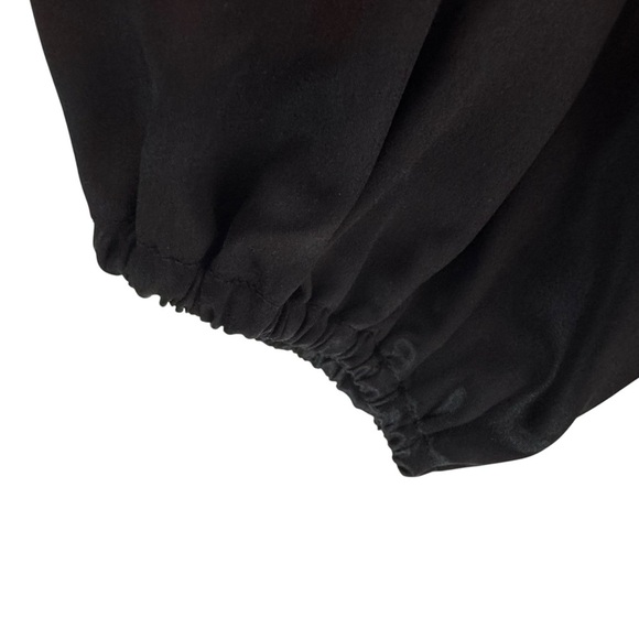 NWT Lingua Franca Embroidered Hudson 100% Silk Long Sleeve Popover Black Size S - Picture 11 of 16